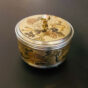 Showa era powder case with floral metalwork and crystal knob, plays “Für Elise” music box when opened