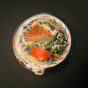 Kutani ware compact with hand-painted peacock and chrysanthemum design, Showa era Japanese porcelain